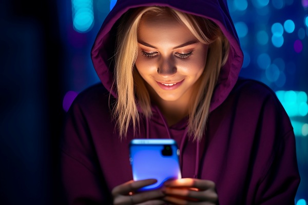 Estafas en redes sociales - Mujer con romance por internet