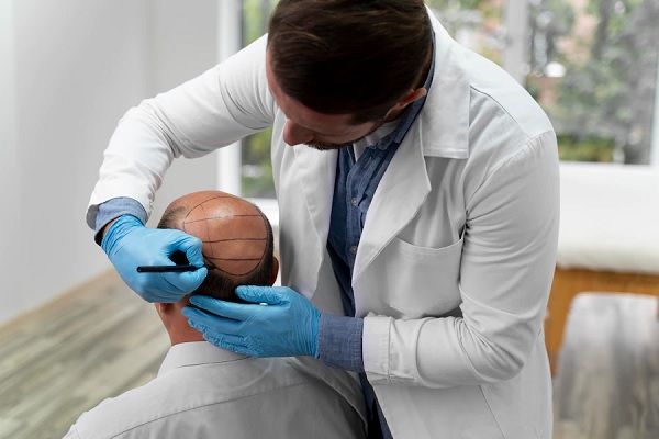 Clínica de injerto capilar - Doctor atendiendo a paciente