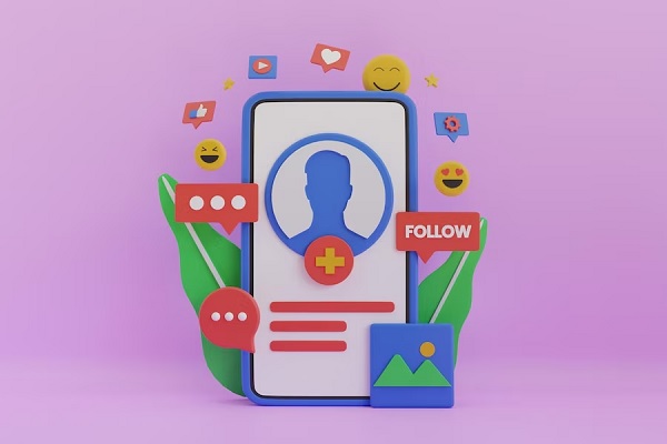 Estafas en redes sociales - Teléfono con reacciones y emojis sociales