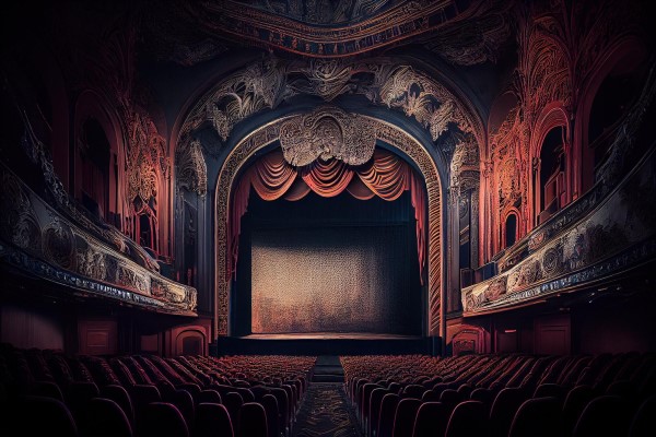 Obras de teatro en Madrid - Vista panorámica del interior de un teatro antes de la presentación de un espectáculo