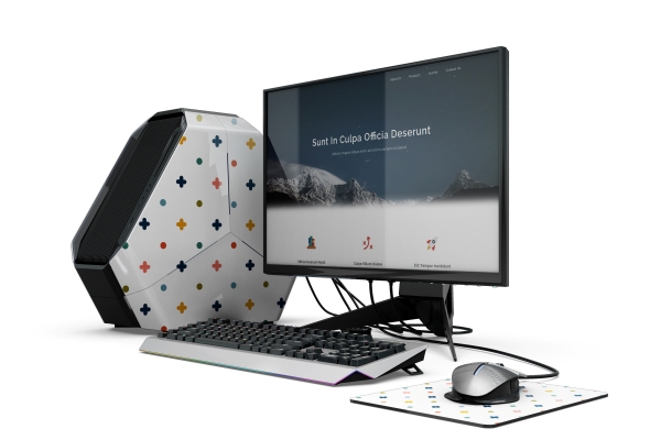 Marcas de computadoras - PC de escritorio de última generación con forros y accesorios de diseño 