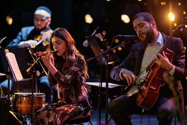 Banda de música clásica tocando en un escenario de un festival de música