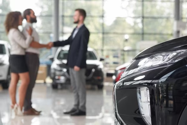 Coches de segunda mano Madrid - Asesor comercial estrecha la mano con un cliente tras cerrar la venta de coche de segunda mano en Madrid